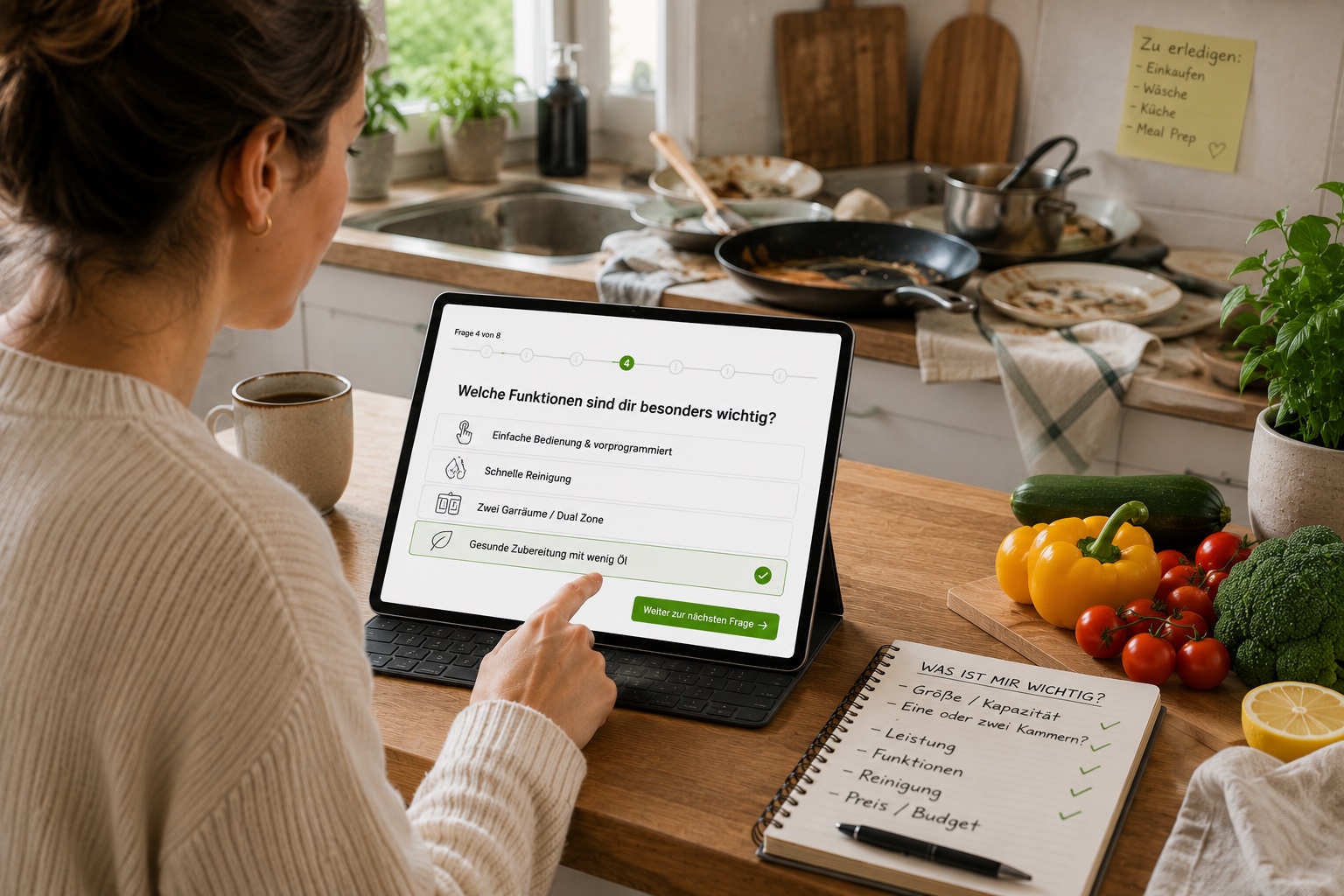 Passende Heißluftfritteuse mit einem Entscheidungsassistenten finden