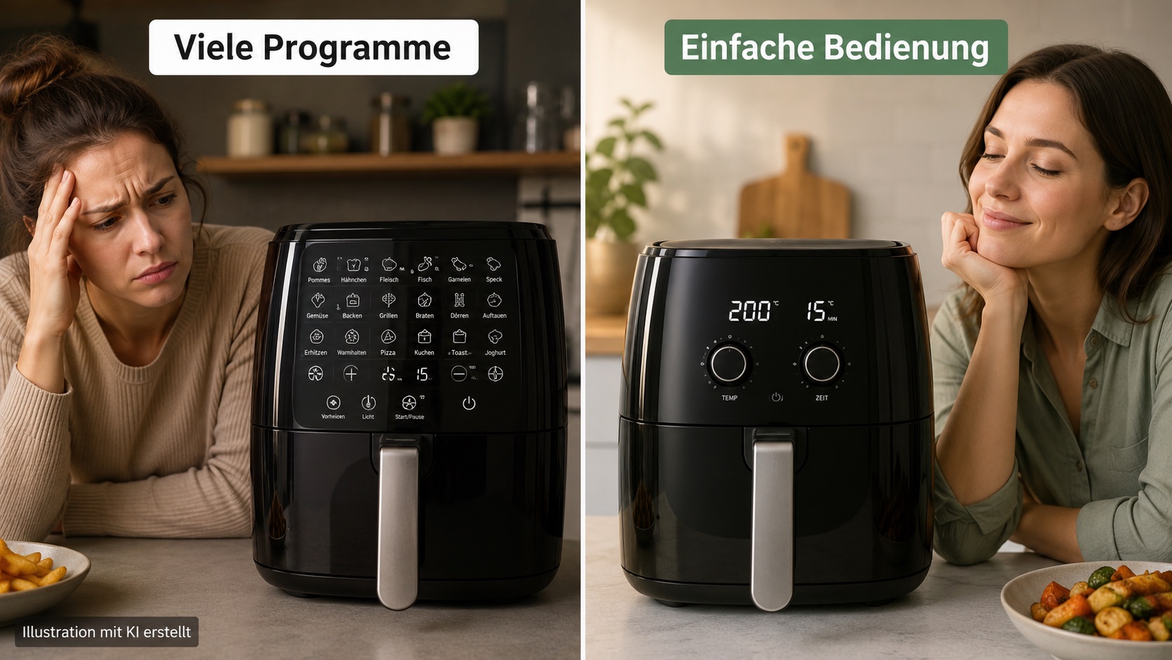 Überforderung beim Vergleich verschiedener Heißluftfritteusen und Funktionen
