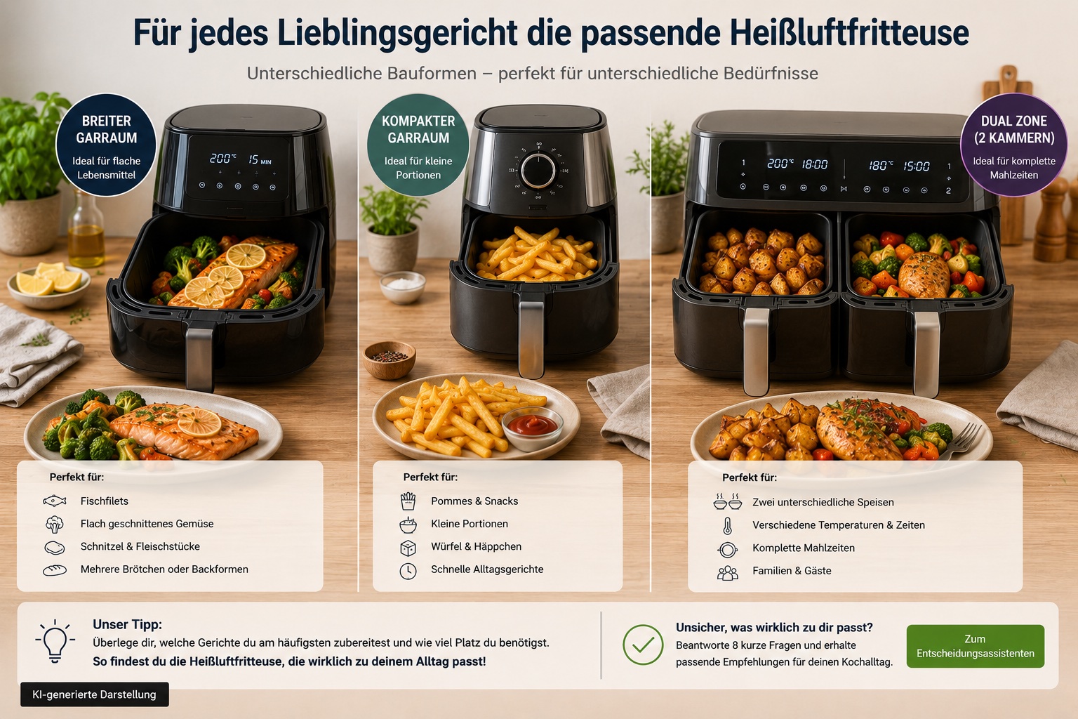 Heißluftfritteuse passend zu den eigenen Lieblingsgerichten auswählen